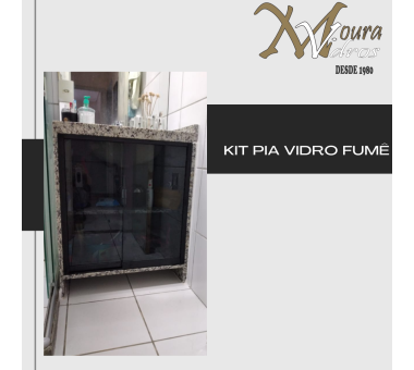 Kit pia preto com vidro Fumê